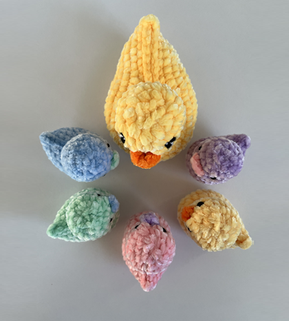 Duck Family - plushie, cute, yellow, blue, green, duck, family, pink, purple